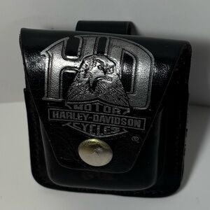 Harley-Davidson Black Leather Zippo Case Pouch Holder Belt Loop Motorcycle USA